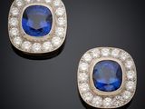 a pair of sapphire and diamond earrings