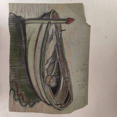 a drawing of a bag with a pencil sticking out of it
