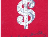 a red and white picture of a dollar sign on a piece of paper