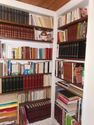 une pièce avec beaucoup de livres sur les étagères