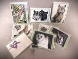 de nombreuses cartes représentant différents animaux, posées sur une table