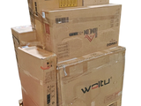 several boxes stacked on top of each other on a pallet