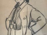 dessin représentant un homme avec une pipe à la bouche et un chapeau sur la tête