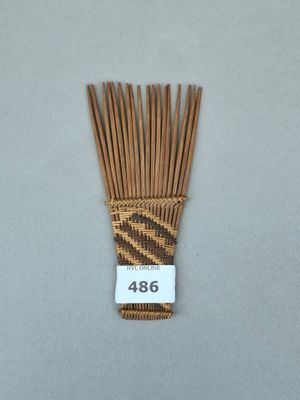 un gros plan sur un bouquet de tiges de bambou posé sur une table