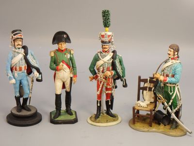 Figurines d'artistes - Empire, 90 mm, Napoléon et 3 officier…