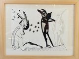 tableau représentant un homme et une femme, dans un cadre en bois