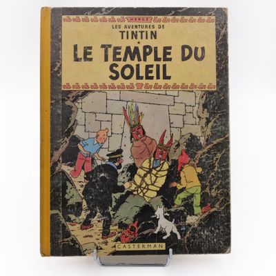 Tintin Temple du soleil Dos toilé jaune B23 1957