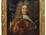 un tableau représentant un homme aux cheveux longs, dans un cadre doré