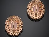 pair of pink opalite and diamond earrings