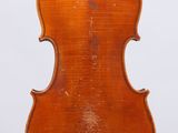 an old violin with a wooden back and bow on a white background