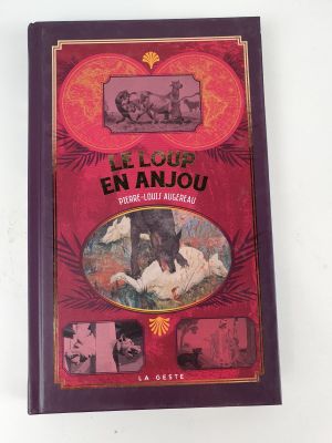 un livre rouge avec des images de personnes et d'animaux dessus