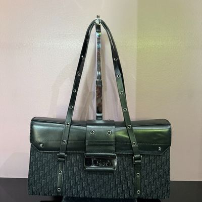Sac DIOR vintage cuir et textile mini monogramm noir dimensi…