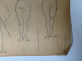 a drawing of a woman standing in front of a drawing of a man