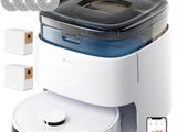 an image of a white and black food processor with a remote control