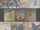 plusieurs photos d'une série de cartes postales représentant diverses scènes