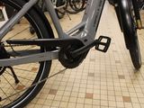 a close up of a bicycle parked in a store