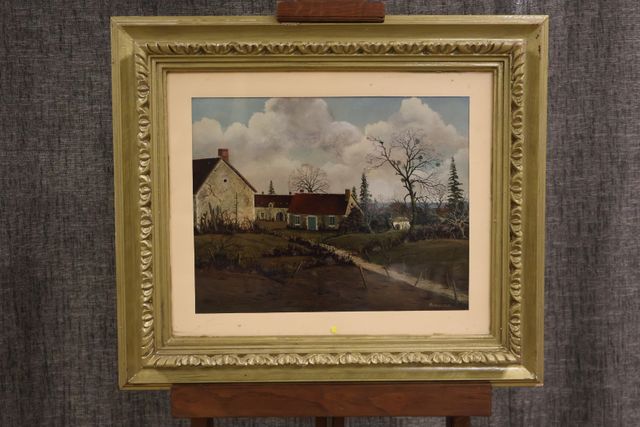 Michel BESZIE (1940) « La ferme ». Huile sur panneau. Signé en ba...