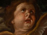 an image of a painting of a child with a bird on his shoulder