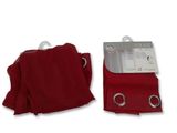 two pairs of red cloths with metal rings on them