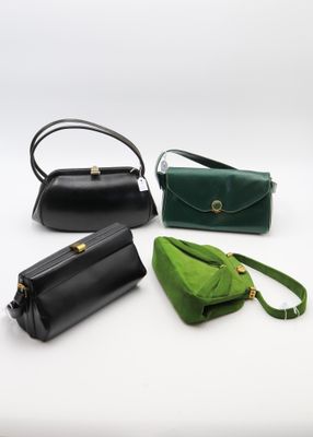 Ensemble de 4 sacs à main vintage en cuir noir, cuir vert sa… - Photo 1