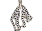 un pendentif en forme de panthère, serti de diamants et de saphirs