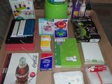 a table with many different types of items on it
