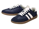 men ' s navy and white sneakers with gum soles