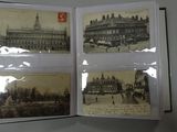 four old photos of a building in a book