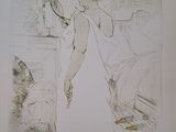 a drawing of a woman holding a knife in her hand