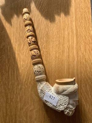 * Foyer de pipe en écume à décor sculpté d'Homme Barbu - Photo 1