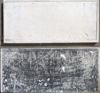 three different types of cement blocks on the wall