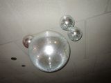a disco ball hanging from the ceiling in a room