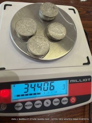 une balance posée sur une table, avec des pièces dessus