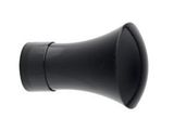 a close up of a black speaker on a white background