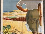 une vieille affiche représentant un agriculteur debout dans un champ, dos à la caméra