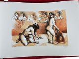 a picture of a painting of two nudes wrestling