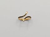 a close up of a gold ring on a white surface