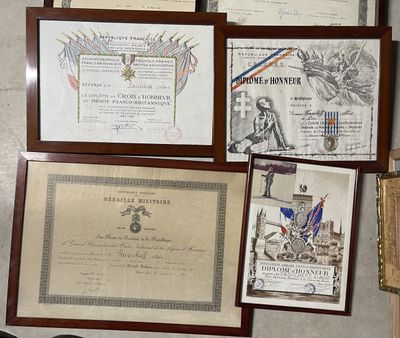a lot of old papers on the wall