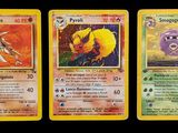 four different pokemon cards are shown on a black background