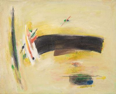 l'image d'une peinture représentant un bateau sur un plan d'eau