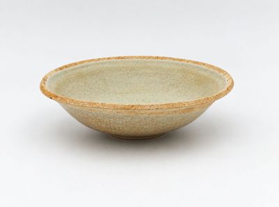 une image représentant un bol blanc bordé de marron sur fond blanc