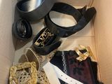 a box full of shoes and handbags that are in it