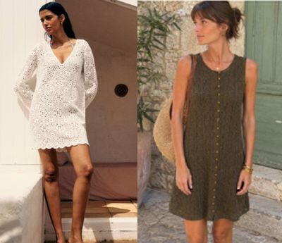 two pictures of a woman in a dress and a woman in a dress