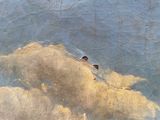 a picture of a painting of a bird flying in the sky