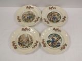 four plates with a picture of a man and a woman on them