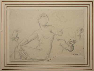 LEHMANN Henri, 1814-1882, Nu assis de profil tendant le bras… - Photo 1