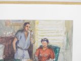 a painting of a man and a woman sitting at a table