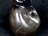 a black vase that has a fish head on it