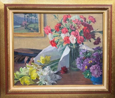 Ecole XXe. Nature morte aux fleurs. - Photo 1