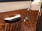 a brown bag hanging out of the door of a car